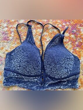 NEW - Victoria’s Secret PINK Velvety Floral Size Large Bralette in Royal Blue